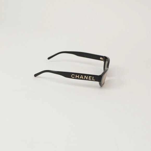 Chanel Gold Holographic Sunglasses Reflective Logo Lens Skinny Frame - Picture 5 of 10